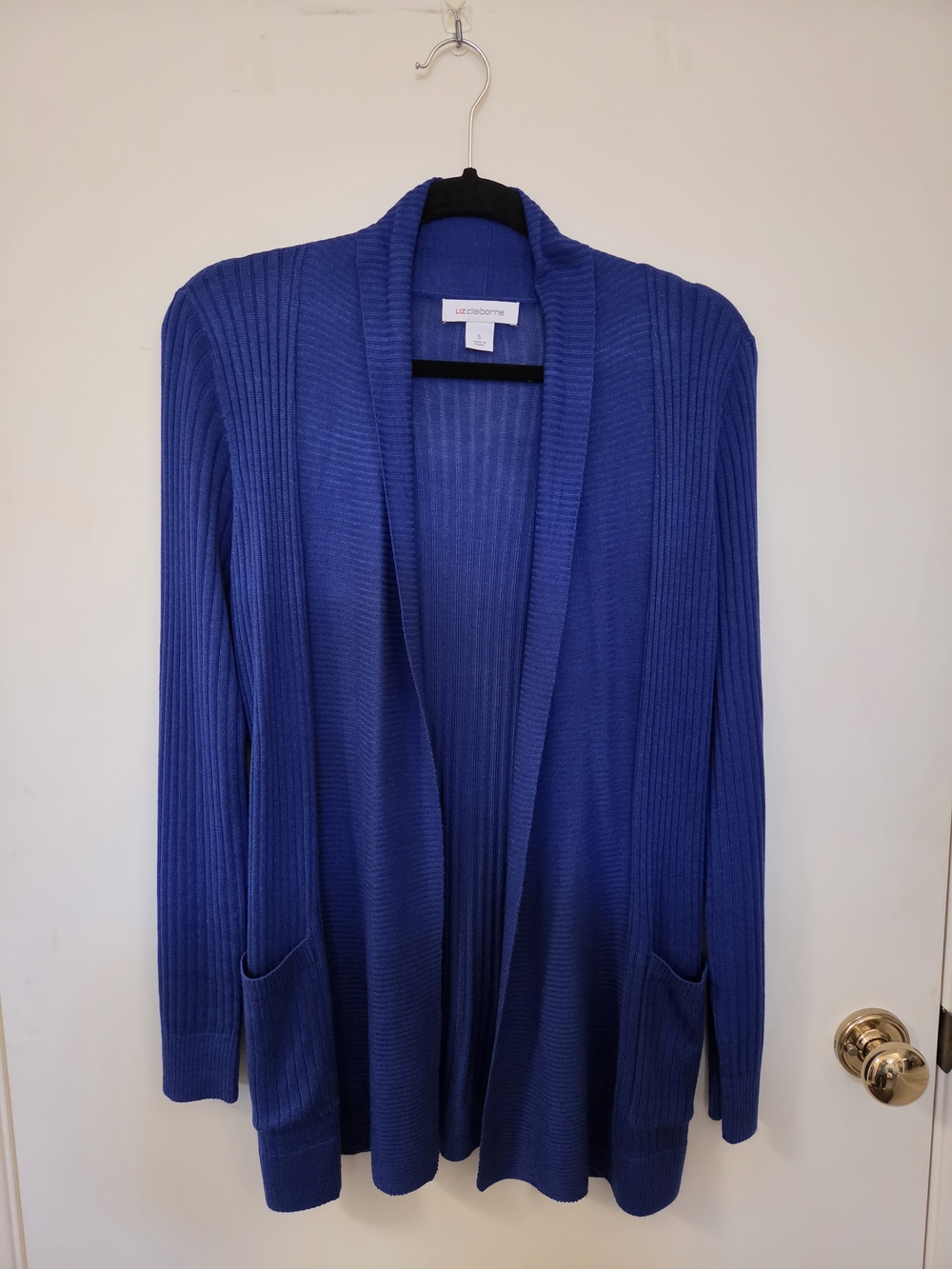 Liz Claiborne Royal Blue Ribbed Open-Front Cardigan